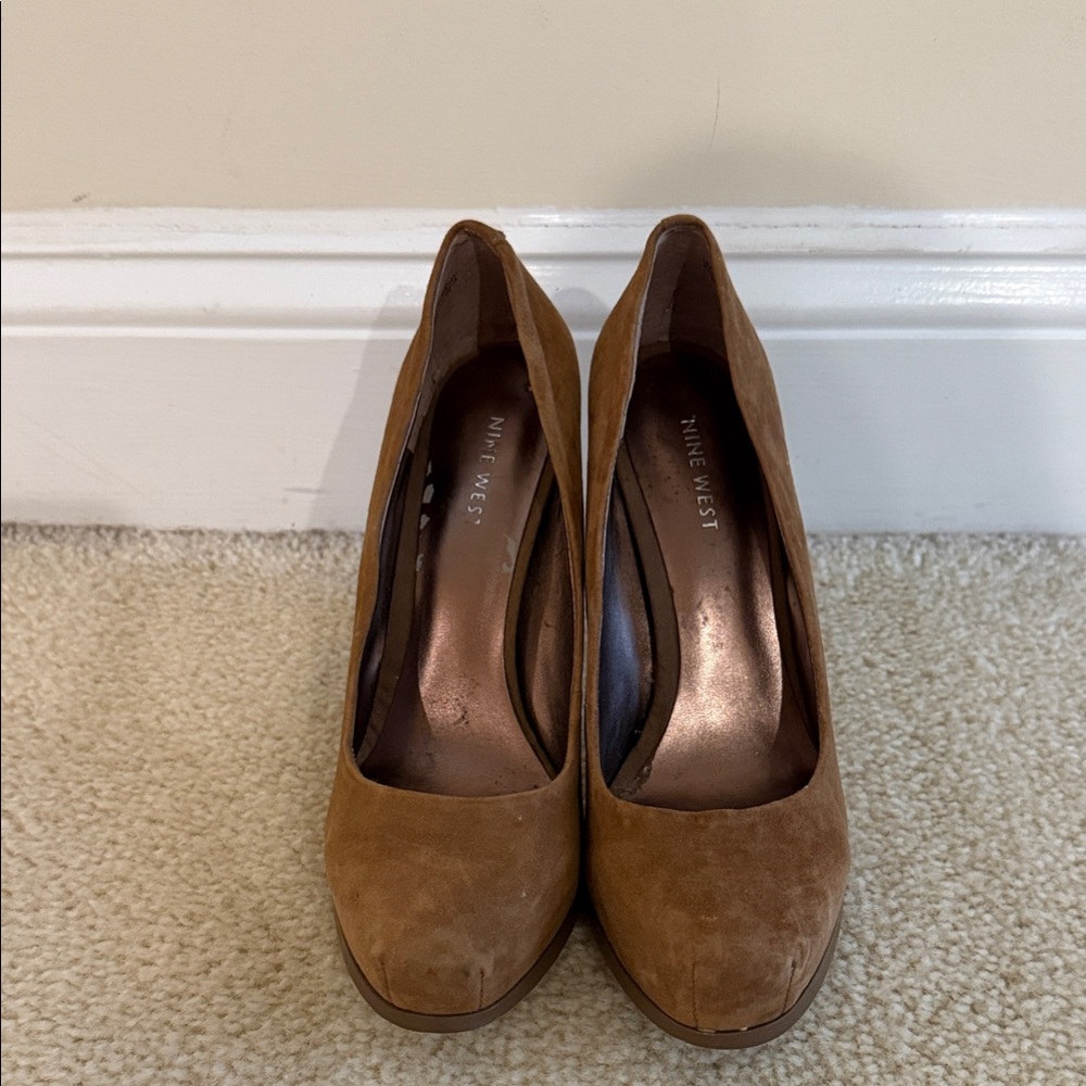 Nine West Tan Suede Heels